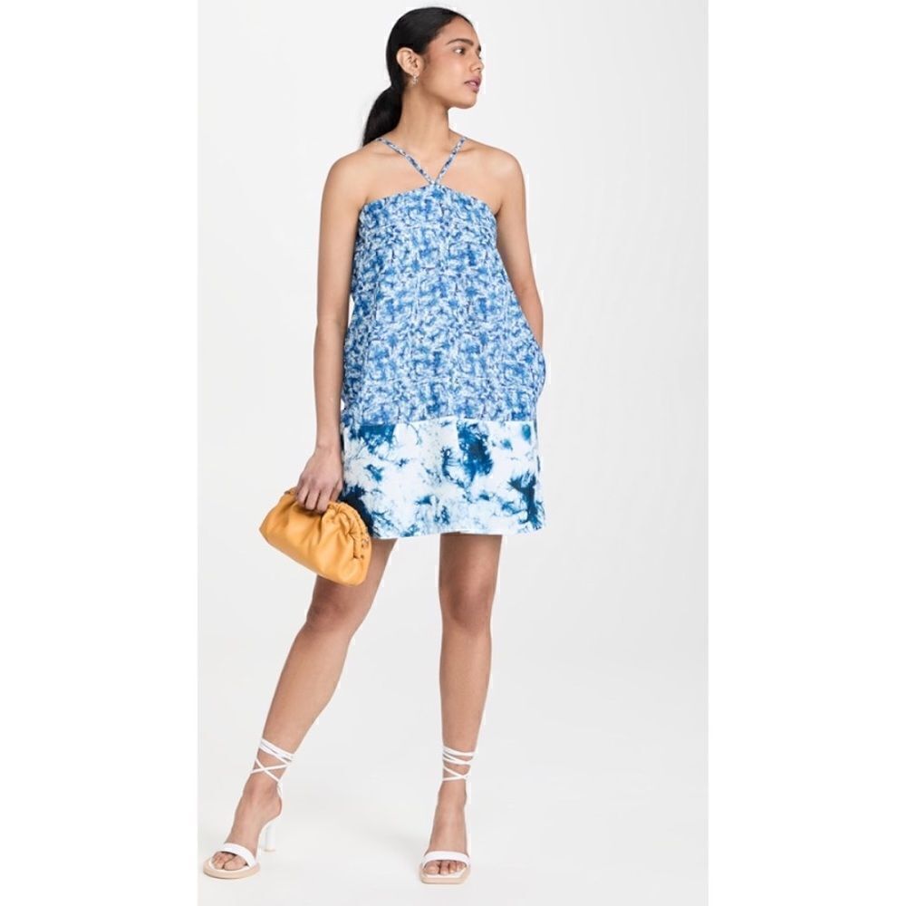 NWT AMUR Aminah Halter Dress in Mykonos Blue Brushstrokes, Size 2 - Picture 8 of 16